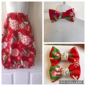 NWOT Unisex 12/18m Custom Sewn snowman/penguin/moose Christmas pants/bows/tie